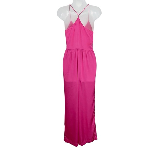 Scotch & Soda Size 34 XS Pink Satin Spaghetti Straps V Neck Racerback Jumpsuit - Picture 7 of 14
